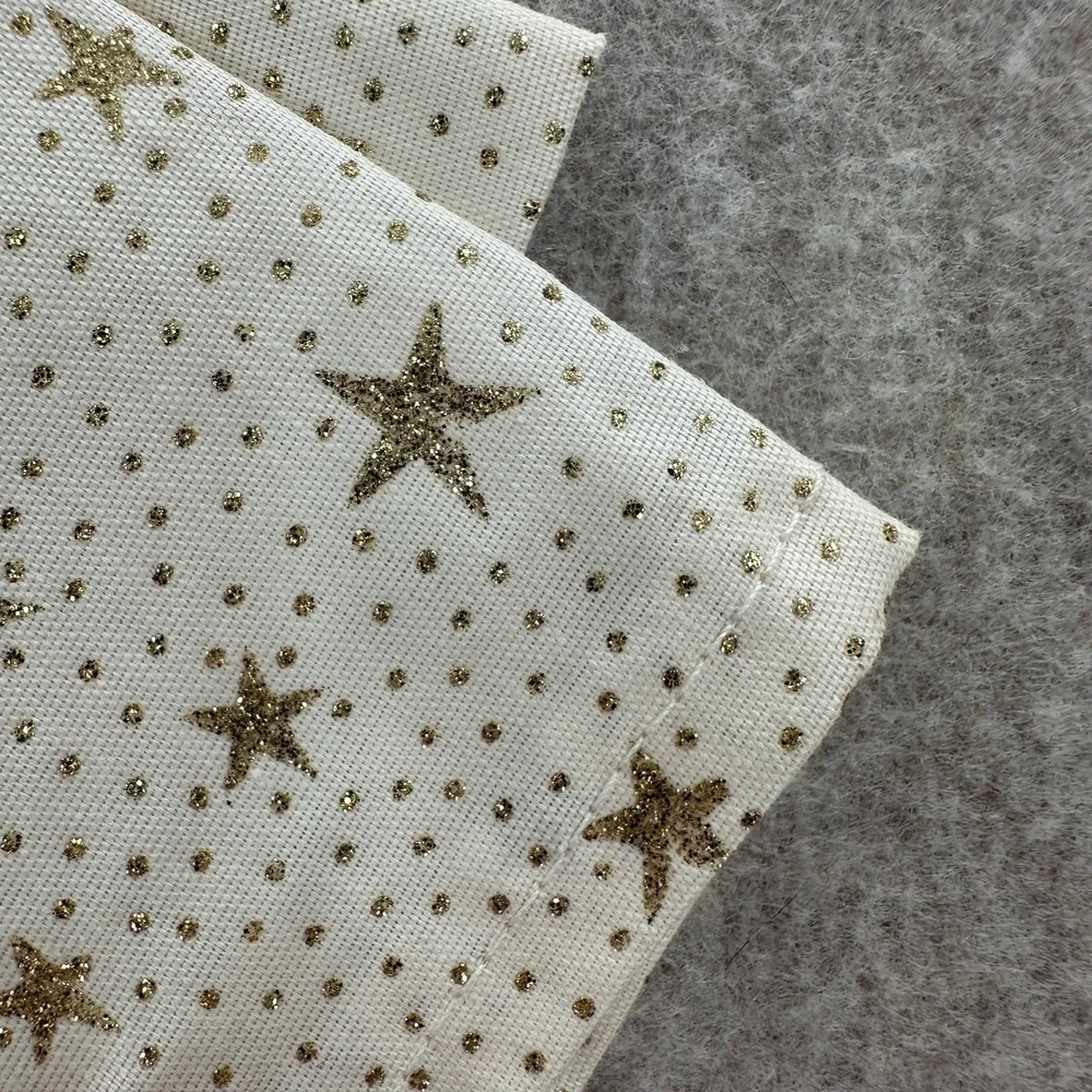 VTG Cloth Napkins Set of 4 Cream Gold Glitter Star Celestial Holiday